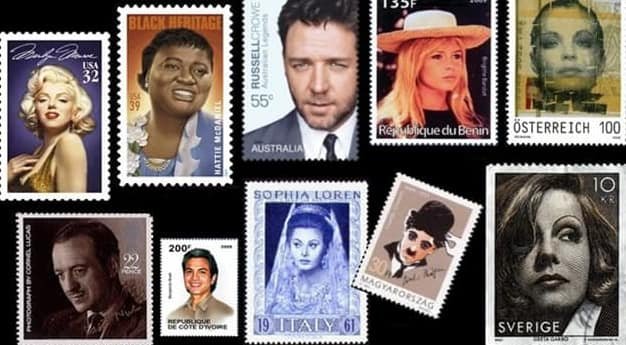 Who was the first actress to appear on a postage stamp